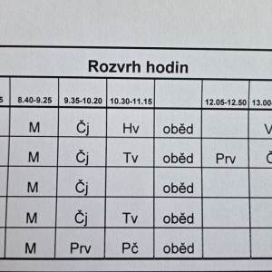 Rozvrhy, kroužky